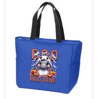 Boo I Mean Moo Deng Halloween Pygmy Hippo Gift Zip Tote Bag
