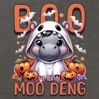 Boo I Mean Moo Deng Halloween Pygmy Hippo Gift Cotton Canvas Backpack