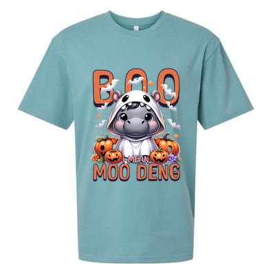 Boo I Mean Moo Deng Halloween Pygmy Hippo Gift Sueded Cloud Jersey T-Shirt