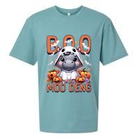 Boo I Mean Moo Deng Halloween Pygmy Hippo Gift Sueded Cloud Jersey T-Shirt