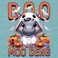 Boo I Mean Moo Deng Halloween Pygmy Hippo Gift Sueded Cloud Jersey T-Shirt