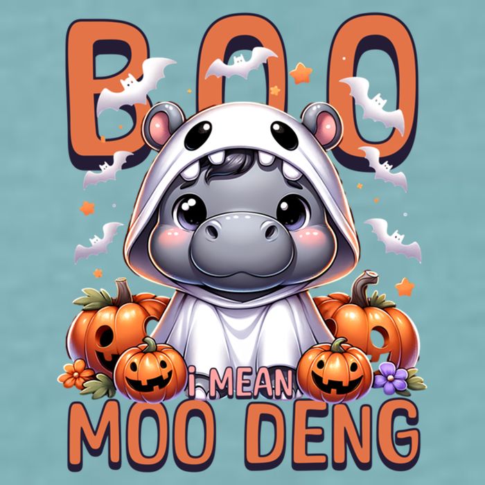 Boo I Mean Moo Deng Halloween Pygmy Hippo Gift Sueded Cloud Jersey T-Shirt