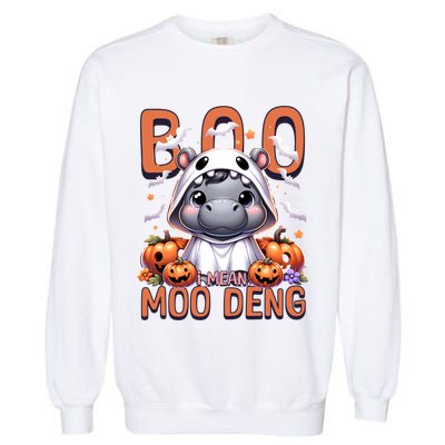 Boo I Mean Moo Deng Halloween Pygmy Hippo Gift Garment-Dyed Sweatshirt