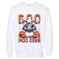 Boo I Mean Moo Deng Halloween Pygmy Hippo Gift Garment-Dyed Sweatshirt
