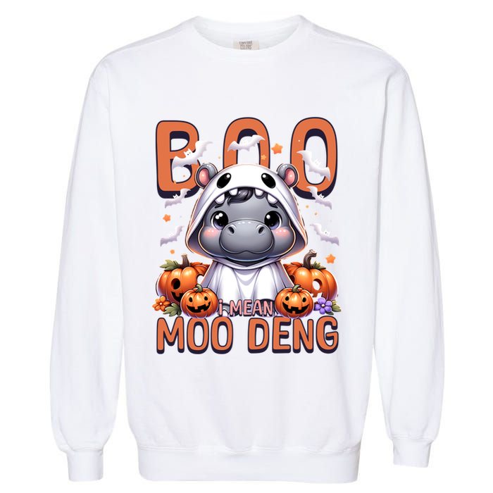 Boo I Mean Moo Deng Halloween Pygmy Hippo Gift Garment-Dyed Sweatshirt