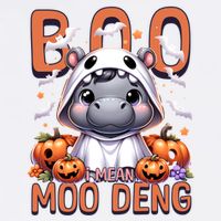 Boo I Mean Moo Deng Halloween Pygmy Hippo Gift Garment-Dyed Sweatshirt
