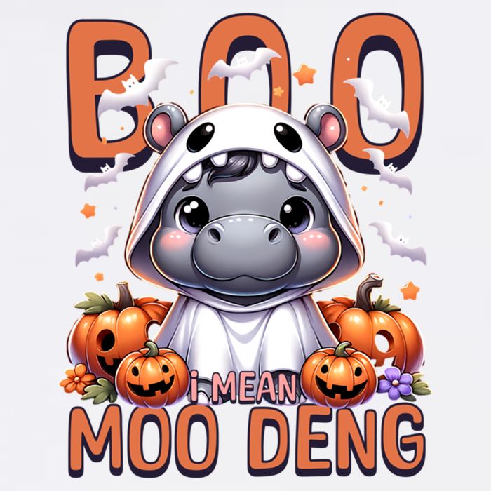 Boo I Mean Moo Deng Halloween Pygmy Hippo Gift Garment-Dyed Sweatshirt