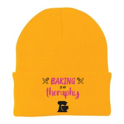 Baking Is My Therapy Cute Baker Biscuit Baking Culinary Cool Gift Knit Cap Winter Beanie