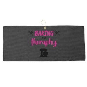 Baking Is My Therapy Cute Baker Biscuit Baking Culinary Cool Gift Large Microfiber Waffle Golf Towel