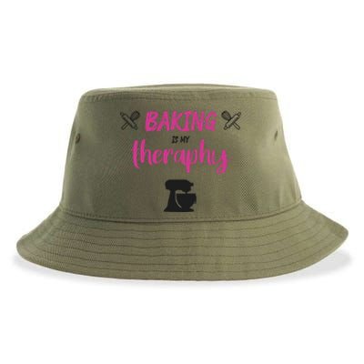 Baking Is My Therapy Cute Baker Biscuit Baking Culinary Cool Gift Sustainable Bucket Hat