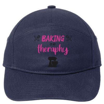 Baking Is My Therapy Cute Baker Biscuit Baking Culinary Cool Gift 7-Panel Snapback Hat