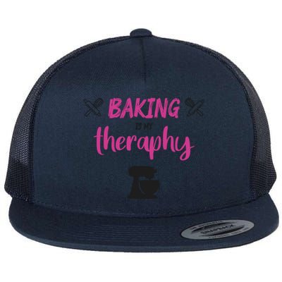 Baking Is My Therapy Cute Baker Biscuit Baking Culinary Cool Gift Flat Bill Trucker Hat