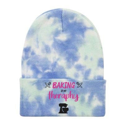 Baking Is My Therapy Cute Baker Biscuit Baking Culinary Cool Gift Tie Dye 12in Knit Beanie