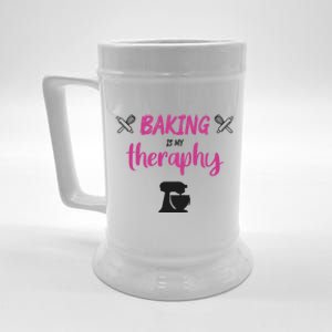 Baking Is My Therapy Cute Baker Biscuit Baking Culinary Cool Gift Beer Stein