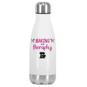 Baking Is My Therapy Cute Baker Biscuit Baking Culinary Cool Gift Stainless Steel Insulated Water Bottle