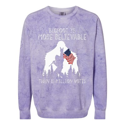 Bigfoot Is More Believable Than 81 Million Votes Vintage Colorblast Crewneck Sweatshirt