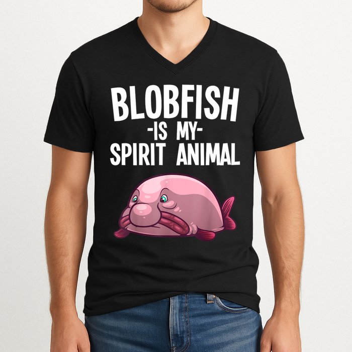 Blobfish Is My Spirit Animal Funny Blobfish Meme V-Neck T-Shirt