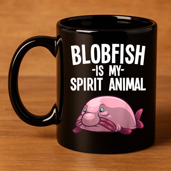 Blobfish Is My Spirit Animal Funny Blobfish Meme 11oz C Handle Ceramic Mug