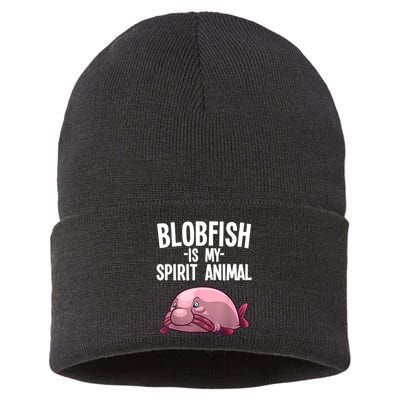 Blobfish Is My Spirit Animal Funny Blobfish Meme Sustainable Knit Beanie