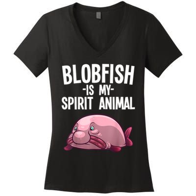 Blobfish Is My Spirit Animal Funny Blobfish Meme Women's V-Neck T-Shirt