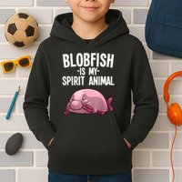 Blobfish Is My Spirit Animal Funny Blobfish Meme Kids Hoodie