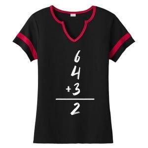 Baseball Inspired Math 6 4 3 2 Double Play Softball Game Ladies Halftime Notch Neck Tee