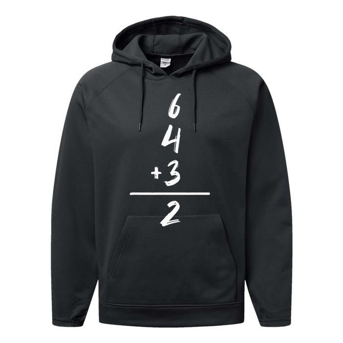 Baseball Inspired Math 6 4 3 2 Double Play Softball Game Performance Fleece Hoodie