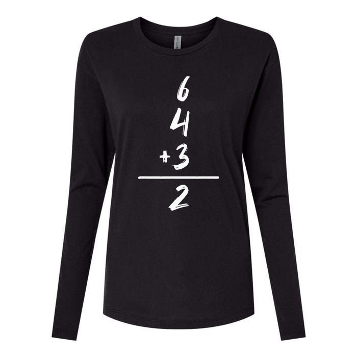 Baseball Inspired Math 6 4 3 2 Double Play Softball Game Womens Cotton Relaxed Long Sleeve T-Shirt