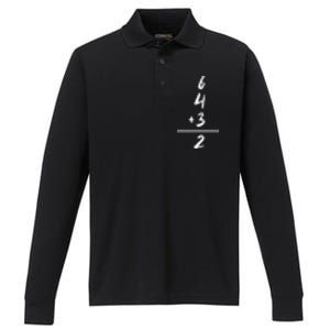 Baseball Inspired Math 6 4 3 2 Double Play Softball Game Performance Long Sleeve Polo