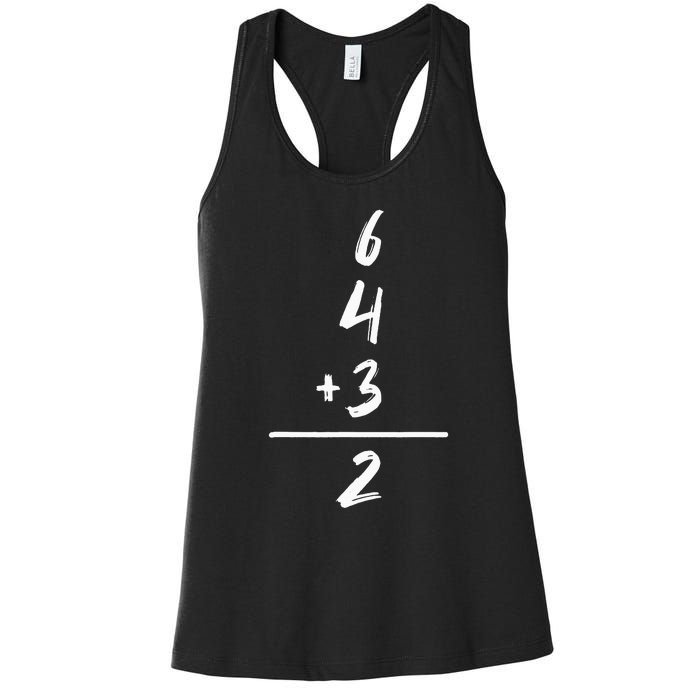 Baseball Inspired Math 6 4 3 2 Double Play Softball Game Women's Racerback Tank