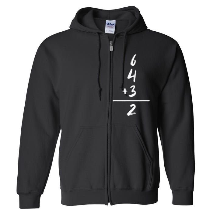 Baseball Inspired Math 6 4 3 2 Double Play Softball Game Full Zip Hoodie