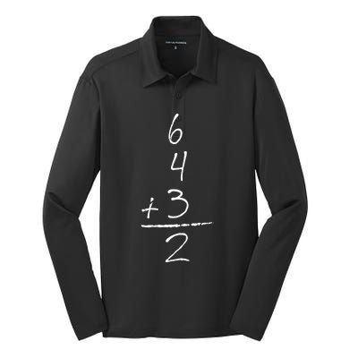 Baseball Inspired Math 6 4 3 2 Double Play Softball Silk Touch Performance Long Sleeve Polo