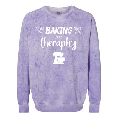 Baking Is My Therapy Cute Baker Biscuit Baking Culinary Gift Colorblast Crewneck Sweatshirt