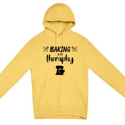 Baking Is My Therapy Cute Baker Biscuit Baking Culinary Gift Premium Pullover Hoodie