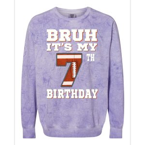 Bruh ItS My 7th Birthday 7 Year Old Football Colorblast Crewneck Sweatshirt