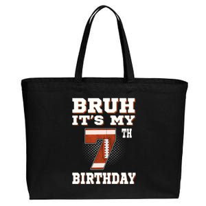 Bruh ItS My 7th Birthday 7 Year Old Football Cotton Canvas Jumbo Tote