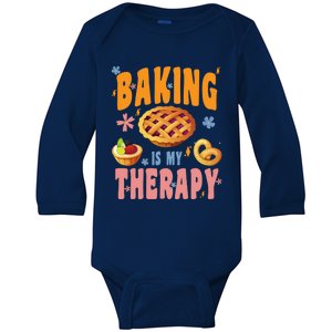 Baking Is My Therapy Cute Top Girls Fun Trendy Fashion Funny Gift Baby Long Sleeve Bodysuit