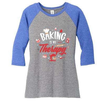 Baking Is My Therapy Gift Women's Tri-Blend 3/4-Sleeve Raglan Shirt