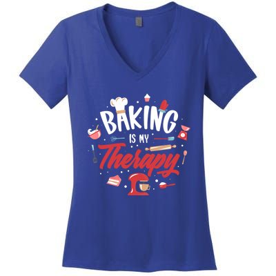 Baking Is My Therapy Gift Women's V-Neck T-Shirt