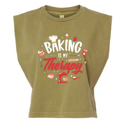 Baking Is My Therapy Gift Garment-Dyed Women's Muscle Tee