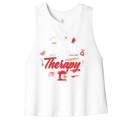 Baking Is My Therapy Gift Women's Racerback Cropped Tank