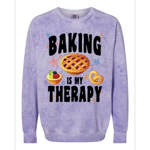 Baking Is My Therapy Cute Top Girls Fun Trendy Fashion Gift Colorblast Crewneck Sweatshirt