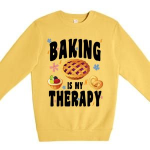 Baking Is My Therapy Cute Top Girls Fun Trendy Fashion Gift Premium Crewneck Sweatshirt