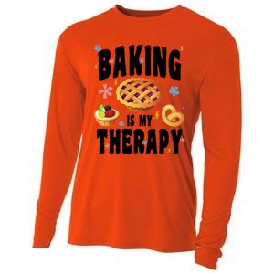 Baking Is My Therapy Cute Top Girls Fun Trendy Fashion Gift Cooling Performance Long Sleeve Crew