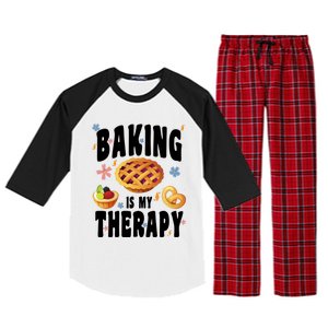 Baking Is My Therapy Cute Top Girls Fun Trendy Fashion Gift Raglan Sleeve Pajama Set