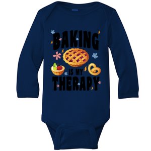 Baking Is My Therapy Cute Top Girls Fun Trendy Fashion Gift Baby Long Sleeve Bodysuit