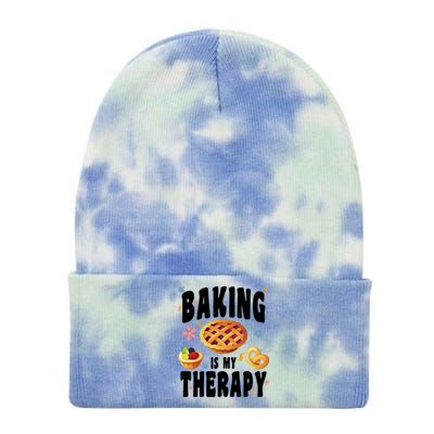 Baking Is My Therapy Cute Top Girls Fun Trendy Fashion Gift Tie Dye 12in Knit Beanie