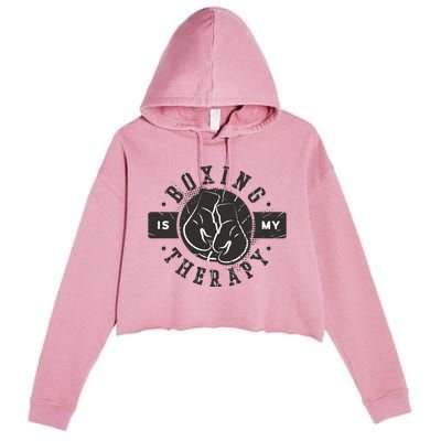 Boxing Is My Therapy Crop Fleece Hoodie