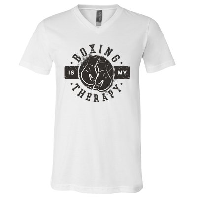 Boxing Is My Therapy V-Neck T-Shirt