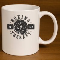 Boxing Is My Therapy 11oz C Handle Ceramic Mug